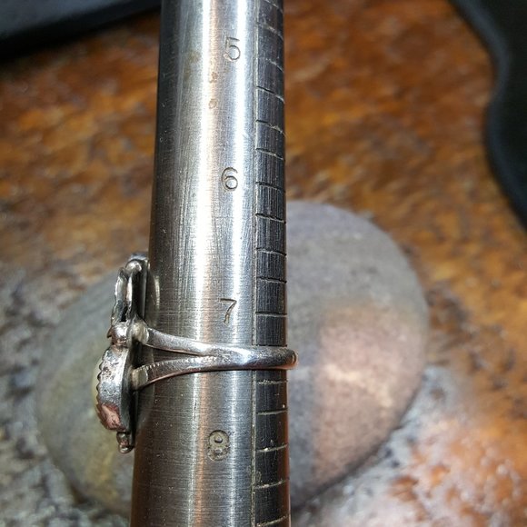 Navajo Old Pawn.925 Turquoise MOP Signed IP Ring - Picture 8 of 11